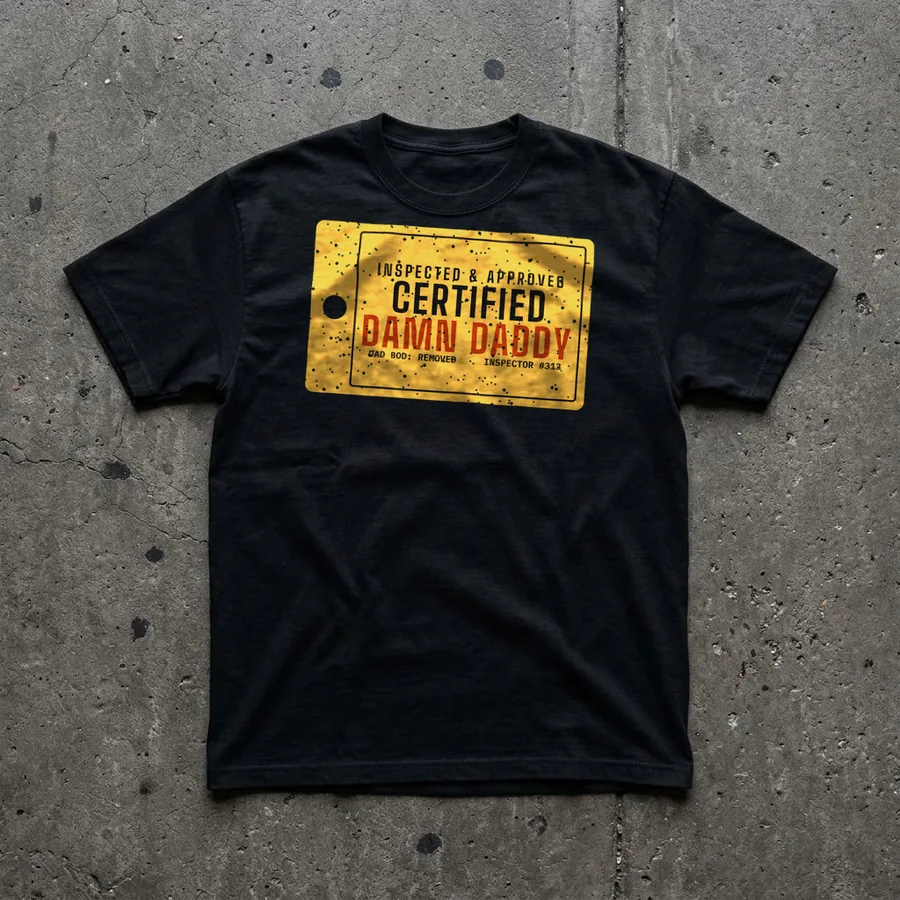 Certified Damn Daddy tee flat lay