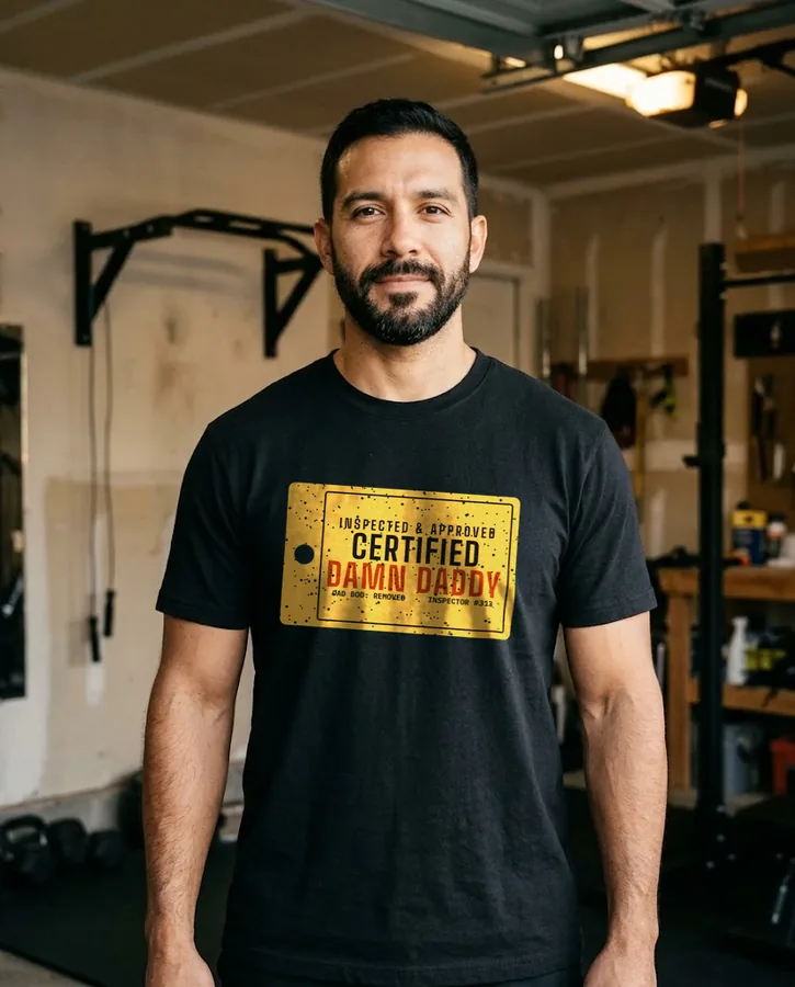Certified Damn Daddy tee on model