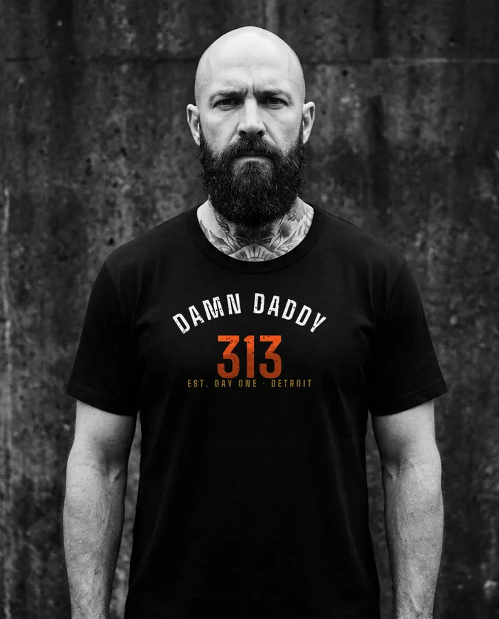 Damn Daddy 313 tee on model