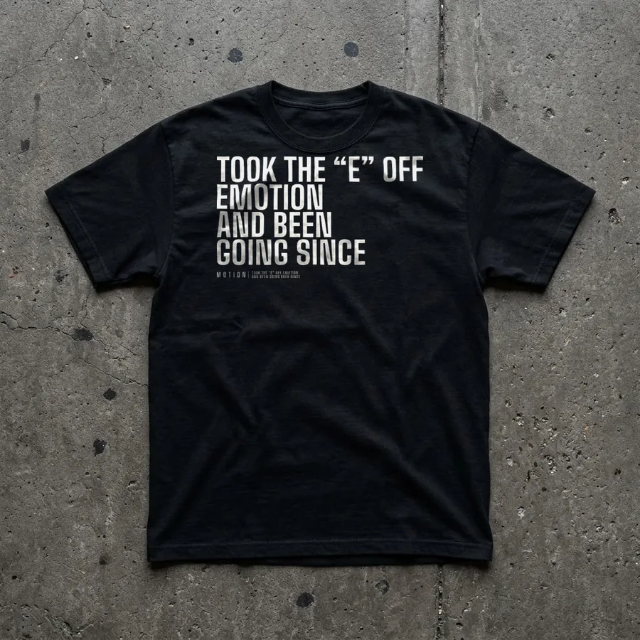 Took the E off Emotion tee flat lay