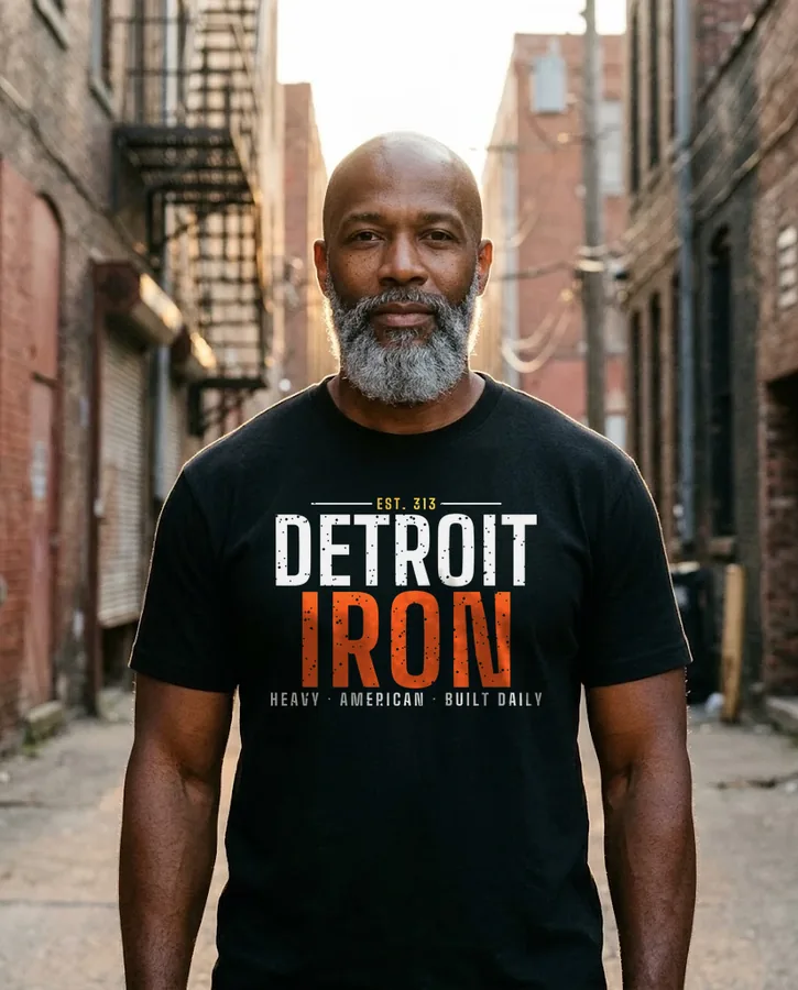 Detroit Iron tee on model