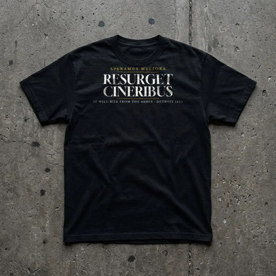 Resurget Cineribus tee flat lay