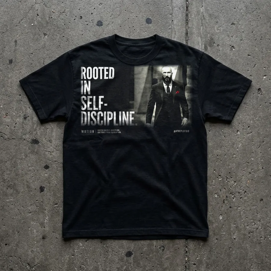 Rooted in Self-Discipline (Photo) tee flat lay