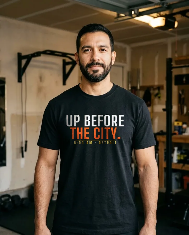 Up Before the City tee on model